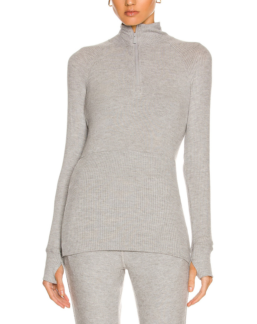 Alala Cozy Heather Grey Wander Quarter Zip Sweater Size S